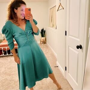 Jonathan Simkhai Emerald Green Button Front Maxi Dress 6